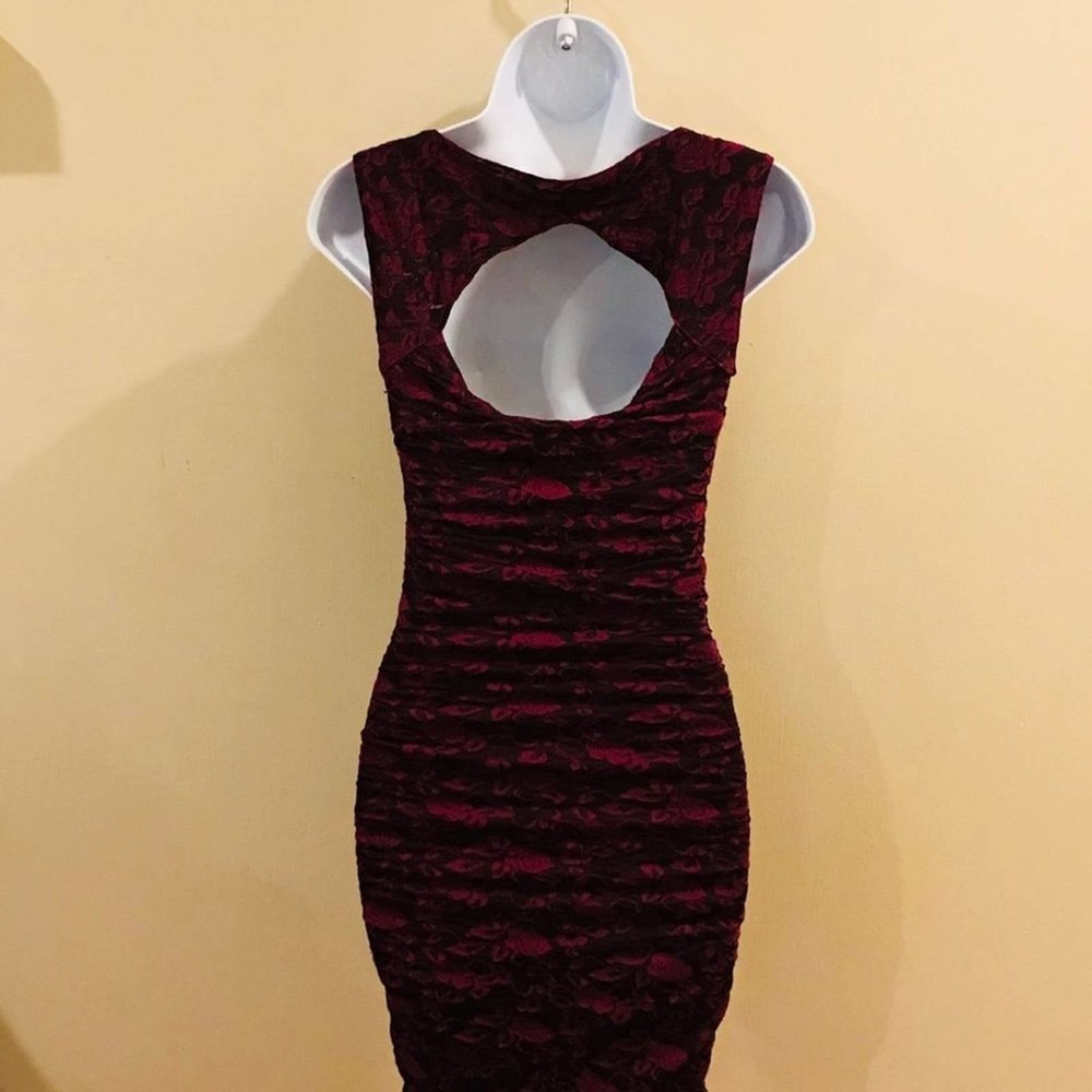 Free People Bodycon Mini Dress Cutout Maroon XS - Picture 10 of 16